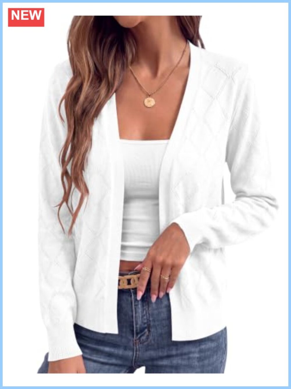 Lightweight Open Front Long Sleeve Hollow Knit Cardigan Sweater